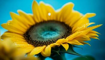 vibrant tournesol fleur dans prairie, entouré par Frais Jaune pétales généré par ai photo