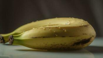 mûr banane tranche, une sucré et en bonne santé casse-croûte sur bois table généré par ai photo