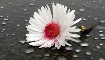 goutte de pluie sur humide gerbera Marguerite pétale, beauté dans la nature fragilité généré par ai photo
