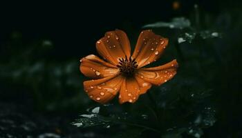 Frais Jaune Marguerite dans humide prairie, beauté dans la nature croissance généré par ai photo