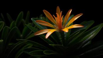 vibrant tropical fleur fleurs dans une luxuriant vert environnement généré par ai photo