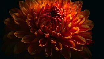 vibrant coloré pétales de une Célibataire dahlia sur noir Contexte généré par ai photo