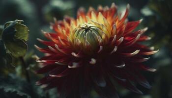 vibrant dahlia fleurir, une Naturel beauté dans humide forêt généré par ai photo