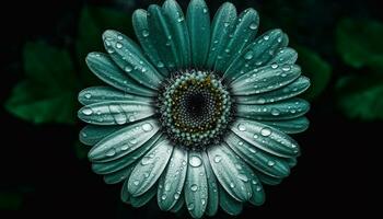 vibrant gerbera Marguerite dans humide Prairie reflète beauté de la nature généré par ai photo