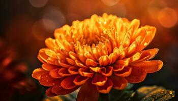 vibrant gerbera Marguerite brille dans coucher de soleil, une cadeau de la nature généré par ai photo