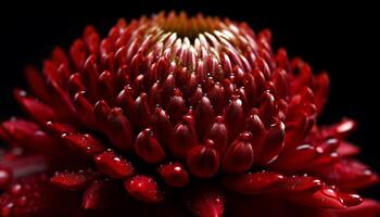 vibrant fleur tête dans macro, Frais et humide avec rosée généré par ai photo