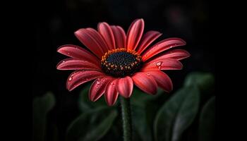 vibrant gerbera Marguerite fleur dans humide prairie, une Naturel cadeau généré par ai photo