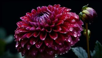 vibrant pétales de une Célibataire dahlia Floraison dans humide fraîcheur généré par ai photo