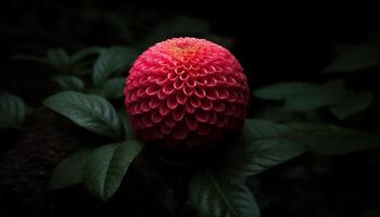 vibrant dahlia fleurir, proche en haut de multi coloré pétale dans la nature généré par ai photo