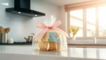 fait maison gourmet Chocolat biscuits dans une mignonne cadeau boîte généré par ai photo