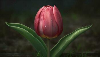 vibrant tulipe fleur dans formel jardin, mettant en valeur beauté dans la nature généré par ai photo