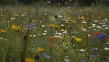 vibrant fleurs sauvages Prairie vitrines beauté dans la nature coloré croissance généré par ai photo