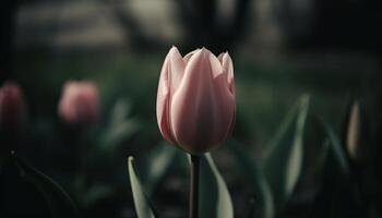 vibrant tulipe fleur dans la nature prairie, une cadeau de beauté généré par ai photo