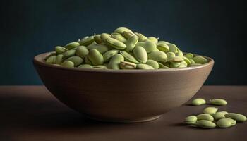 biologique légume bol avec Frais ingrédients, protéine et fibre riches légumineuses généré par ai photo