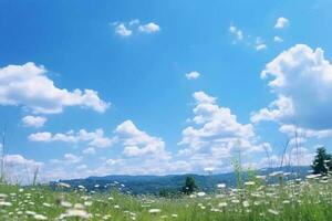 Japon, milieu de l'été, bleu ciel, clair ciel. ai génératif photo