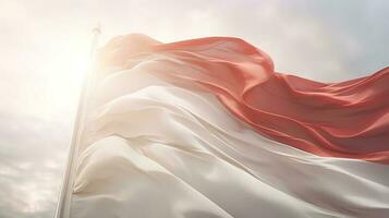 Indonésie drapeau gracieusement agitant dans le vent, une symbole de nationale fierté et unité. parfait pour patriotique dessins et nationale célébrations photo