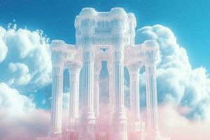 rêver paradis, pilier bâtiment sur le nuage. ai génératif photo