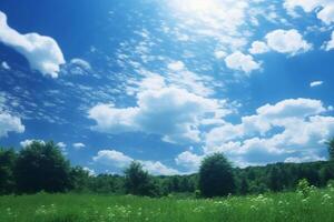 Japon, milieu de l'été, bleu ciel, clair ciel. ai génératif photo