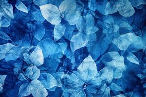 cyanotype, tissu, arrière-plan, bleu. ai génératif photo