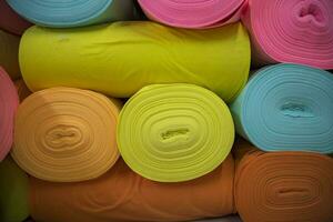 artistique variété de ombre Ton couleurs textile tissus Rouleaux empilés modèle texture photo