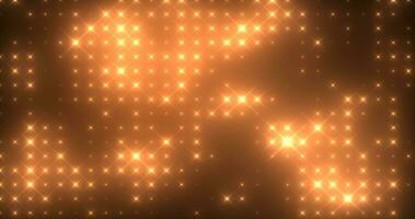 abstrait boucle embrasé Jaune Orange disco mur avec brillant lumière ampoules abstrait Contexte photo