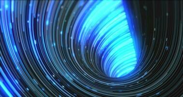 abstrait énergie bleu tourbillonnant incurvé lignes de embrasé magique stries et énergie particules Contexte photo
