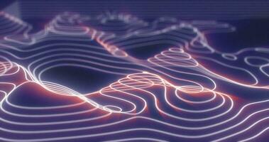 abstrait violet futuriste salut-technologie paysage avec montagnes et canyons de embrasé énergie cercles et la magie lignes Contexte photo