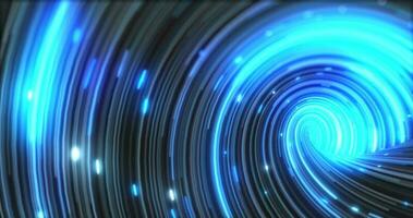 abstrait énergie bleu tourbillonnant incurvé lignes de embrasé magique stries et énergie particules Contexte photo