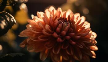 vibrant dahlia fleurir, Jaune et multi coloré pétales généré par ai photo