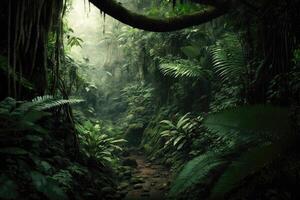 ai généré merveilles de le forêt tropicale dans large tir. photo