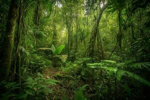 ai généré forêt tropicale est un de le plus biodiverse les écosystèmes sur le planète. photo