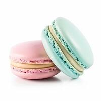 macarons macarons isolé sur blanc arrière-plan, crème pastel élégant café dessert, sucré nourriture et vacances gâteau pour luxe confiserie, génératif ai photo