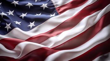 américain drapeau pour Mémorial jour, 4e de juillet, copie espace. génératif ai photo