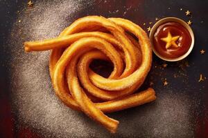 Stock photo de une churro est une type de frit pâte de la photographie génératif ai