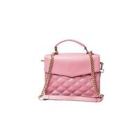 photo proche en haut de dame sac rose isolé