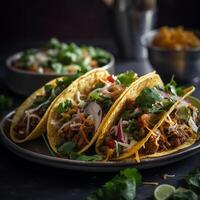 assiette de tacos, ai généré photo