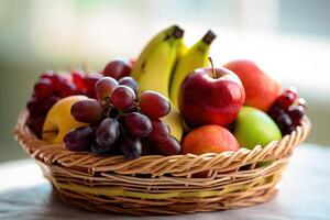 Stock photo de mélanger fruit sur le panier éditorial nourriture la photographie génératif ai