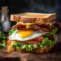 fermer en bonne santé biologique végétarien jardin sandwich. génératif ai. photo