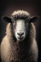 mouton portrait sur foncé Contexte. ai génératif photo