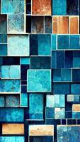 mosaïque mur de bleu tons à utilisation comme une Contexte illustration génératif ai contenu par à mi-parcours photo
