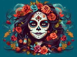 ai généré - dia de muertos - journée de le mort - Mexique - foncé Contexte photo