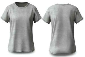 gris Masculin T-shirt réaliste maquette ensemble de de face et retour voir, Vide textile impression conception modèle pour mode vêtements. ai généré photo