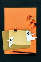 Halloween rustique Orange et or conception Bureau bureau. photo