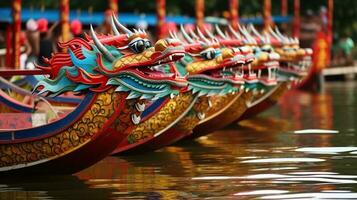 aviron dragon bateaux pendant duanwu. génératif ai illustration. photo