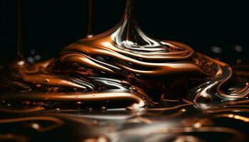ondulé Chocolat sauce filage dans abstrait mouvement généré par ai photo