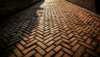 ancien brique mur modèle dans vieux ville rue généré par ai photo