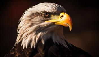 majestueux chauve Aigle se percher, serres dans concentrer généré par ai photo