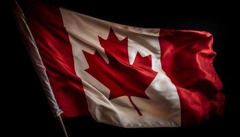 patriotique canadien drapeau agitant dans le vent généré par ai photo