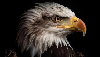 majestueux chauve Aigle regarder avec perçant le bec généré par ai photo