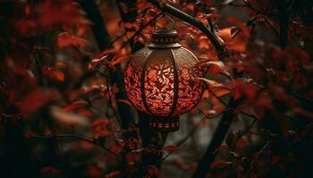 antique chinois lanterne brille élégamment, symbolisant indigène culture et tradition génératif ai photo